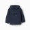 Hooded sweatshirt with ZY bouclé embroidery for baby boys, navy blue