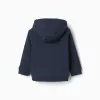 Hooded sweatshirt with ZY bouclé embroidery for baby boys, navy blue