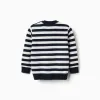 Striped knitted jumper for baby boys, white/navy blue
