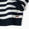 Striped knitted jumper for baby boys, white/navy blue