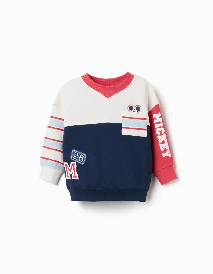 Brushed sweatshirt with Mickey prints for babies and boys, multicolour