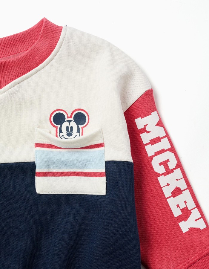 Brushed sweatshirt with Mickey prints for babies and boys, multicolour