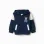 Brushed hooded jacket with Mickey prints for babies and boys, navy blue