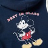 Brushed hooded jacket with Mickey prints for babies and boys, navy blue