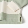 Hooded cotton sweatshirt with stripes for baby boys, light beige/green