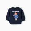 Cotton sweatshirt with Paddington print for baby boys, navy blue