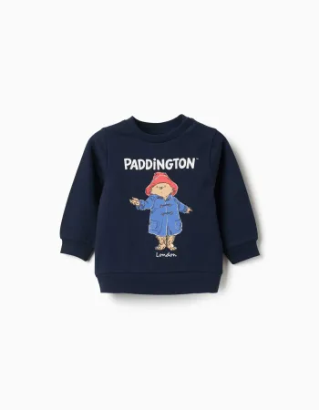 Cotton sweatshirt with Paddington print for baby boys, navy blue