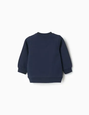 Cotton sweatshirt with Paddington print for baby boys, navy blue