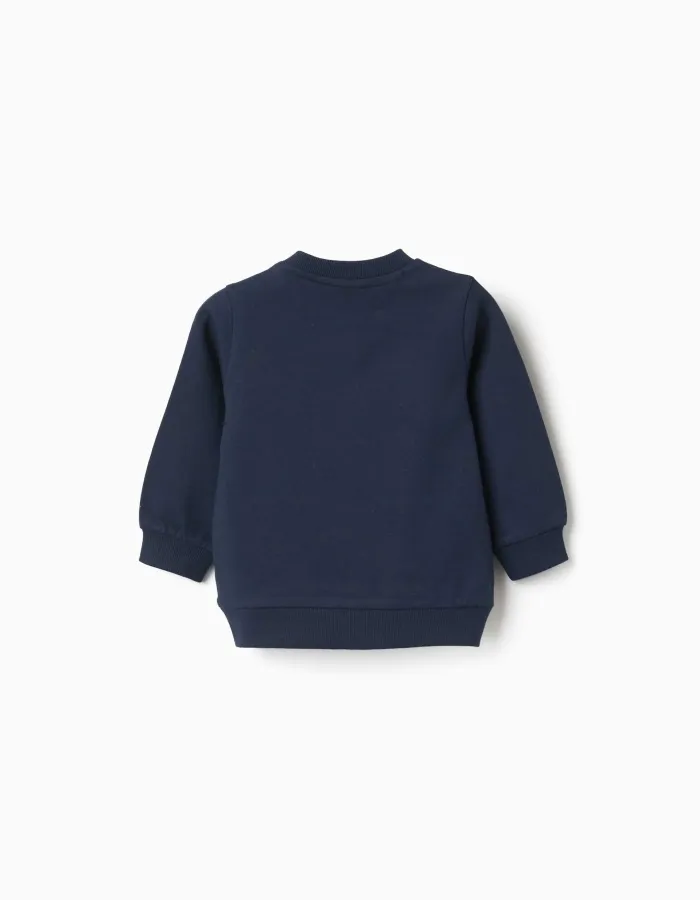 Cotton sweatshirt with Paddington print for baby boys, navy blue