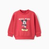 Brushed sweatshirt with Mickey print for baby boys, red