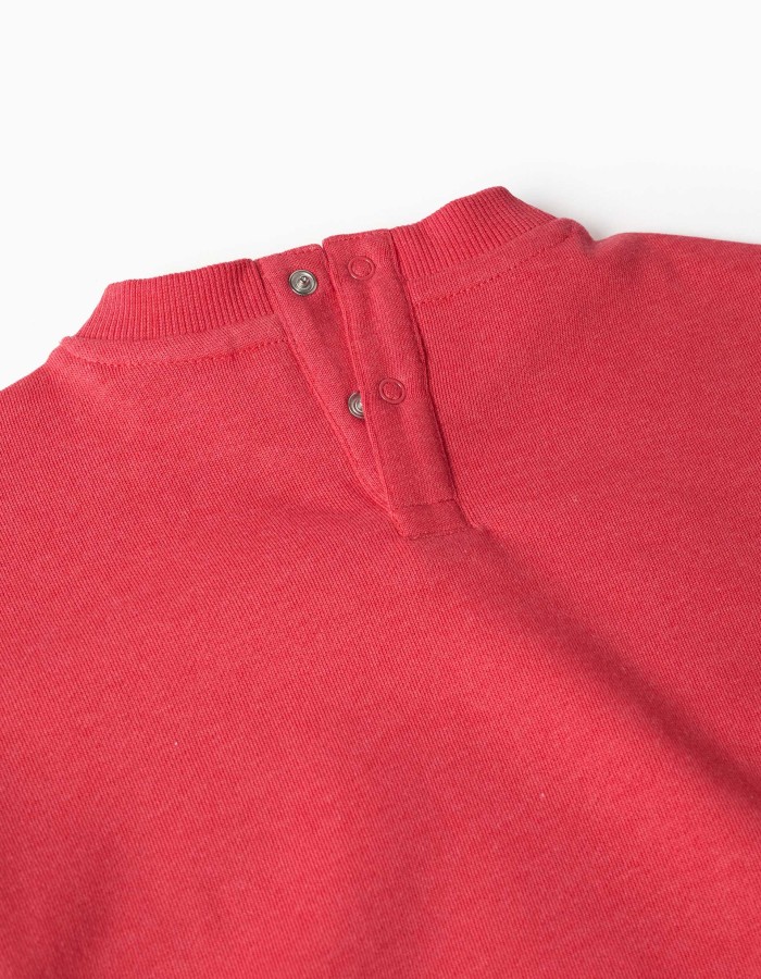 Brushed sweatshirt with Mickey print for baby boys, red