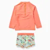Swim set with UV 80 protection and motif for baby boys, orange/green