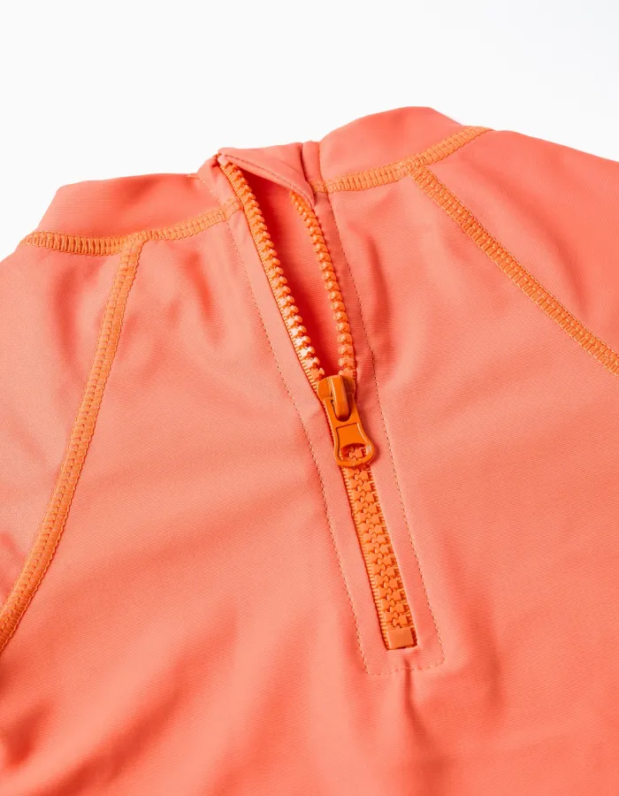 Swim set with UV 80 protection and motif for baby boys, orange/green