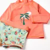 Swim set with UV 80 protection and motif for baby boys, orange/green