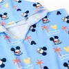 Hooded beach poncho in cotton with Mickey for baby boys, light blue