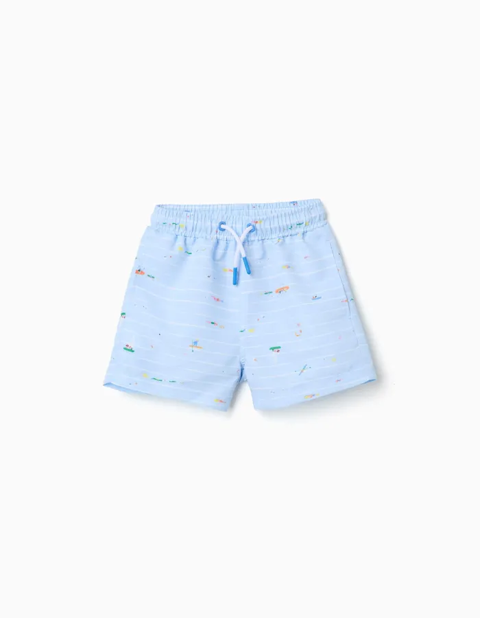 Swim shorts with print Carolina Celas x Zippy for baby boys, light blue