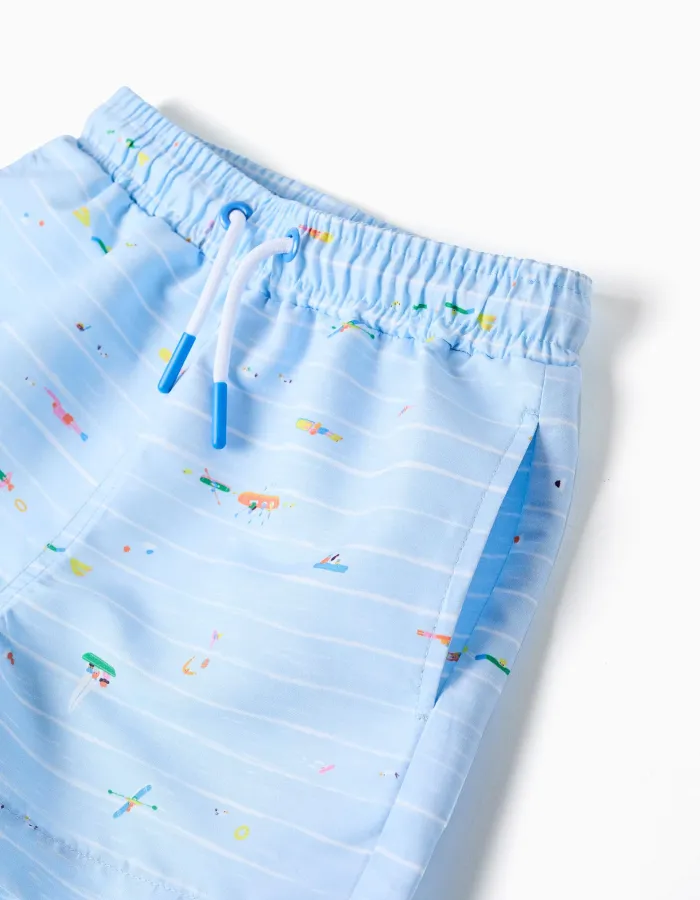 Swim shorts with print Carolina Celas x Zippy for baby boys, light blue