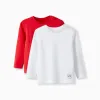 Pack of 2 Long Sleeve T-Shirts for Baby Boys, Red/White