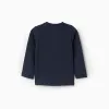 Long sleeve cotton T-shirt 'fair isle' for baby boys, dark blue