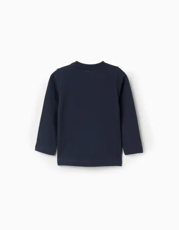 Long sleeve cotton T-shirt 'fair isle' for baby boys, dark blue