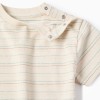 Cotton T-shirt with jacquard stripes for baby boys, light beige