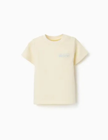 Poetry baby boy ribbed cotton T-shirt, yellow