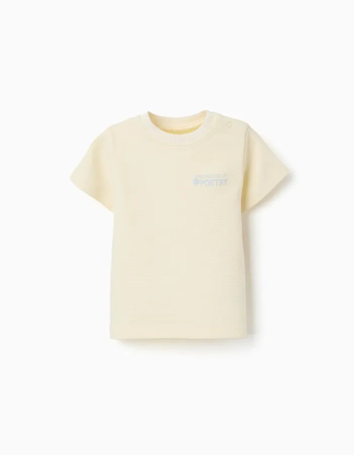 Poetry baby boy ribbed cotton T-shirt, yellow