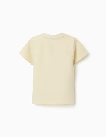 Poetry baby boy ribbed cotton T-shirt, yellow