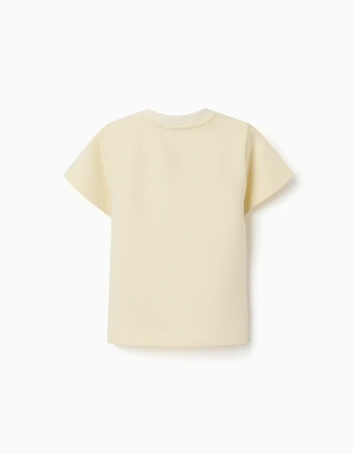 Poetry baby boy ribbed cotton T-shirt, yellow