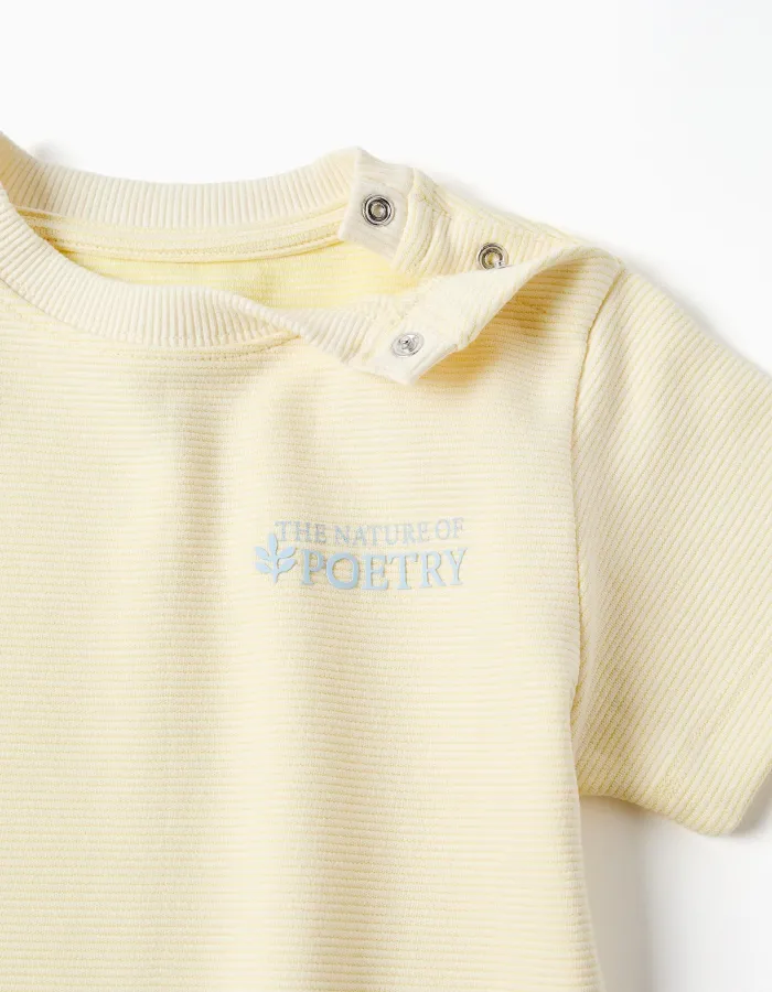 Poetry baby boy ribbed cotton T-shirt, yellow