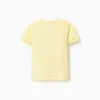 Cotton T-shirt with Botanic print for baby boys, yellow