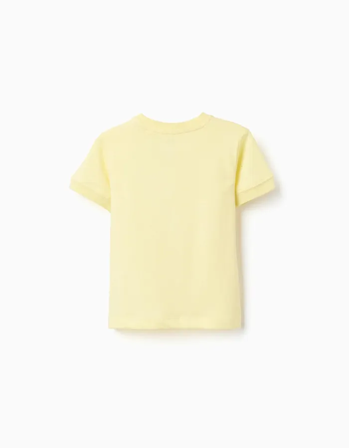 Cotton T-shirt with Botanic print for baby boys, yellow