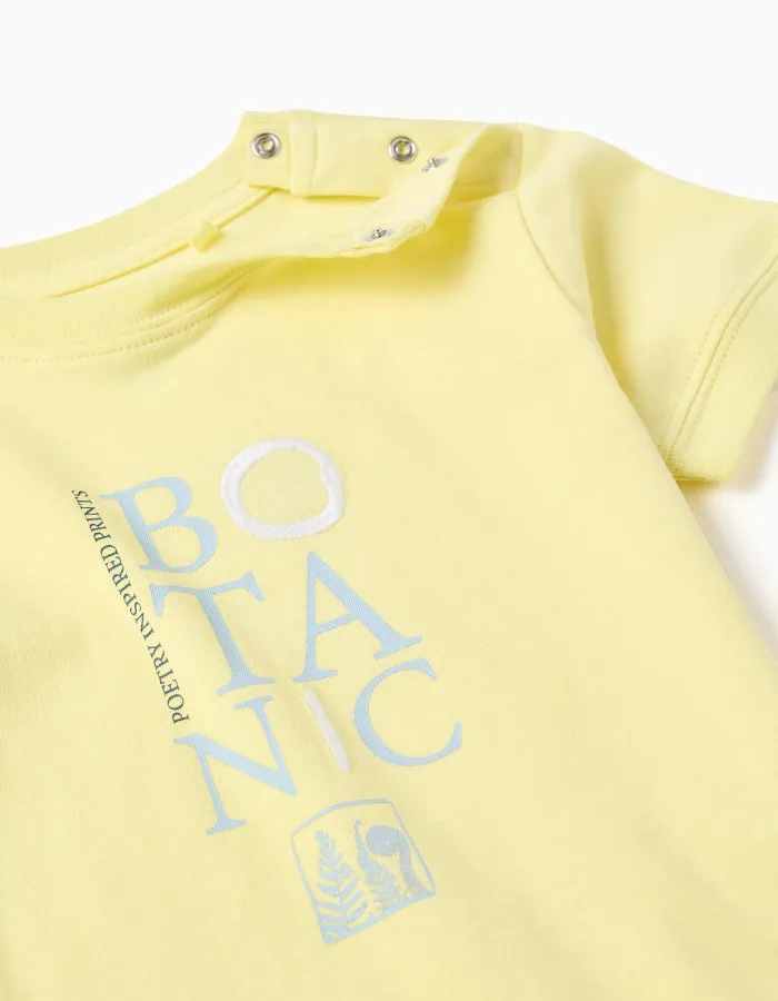 Cotton T-shirt with Botanic print for baby boys, yellow