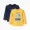 Pack of 2 long sleeve T-shirts with prints for baby boys, yellow/blue