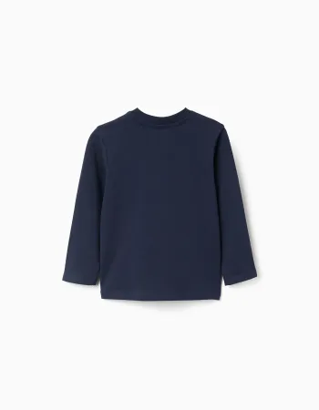 Pack of 2 long sleeve T-shirts with prints for baby boys, yellow/blue