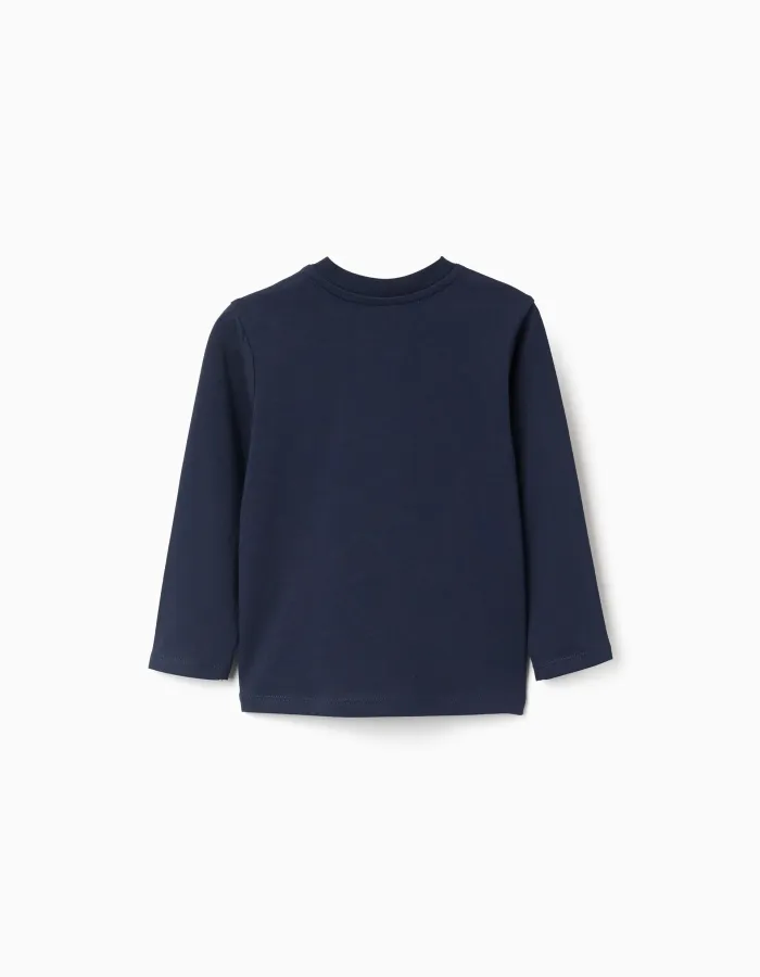 Pack of 2 long sleeve T-shirts with prints for baby boys, yellow/blue