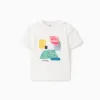 Cotton T-shirt with Art front print for baby boys, white