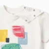Cotton T-shirt with Art front print for baby boys, white