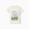 Cotton T-shirt with Lanzarote prints for baby boys, light beige