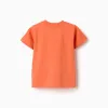Cotton T-shirt with Banho de Sol print for baby boys, orange