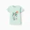 Cotton T-shirt with Água de Coco print for baby boys, light green