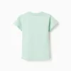 Cotton T-shirt with Água de Coco print for baby boys, light green