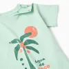 Cotton T-shirt with Água de Coco print for baby boys, light green