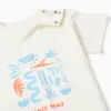 Cotton T-shirt with Mais Mar print for baby boys, white