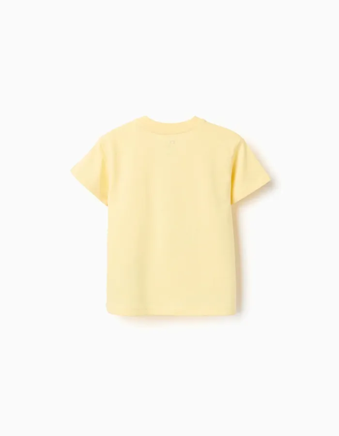 Cotton T-shirt with 3D Juice Print for Baby Boys, Yellow