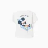 Cotton T-shirt with Mickey prints for baby boys, white