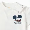 Cotton T-shirt with Mickey prints for baby boys, white
