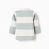 Long sleeve polo shirt with stripes for baby boys, white/light green