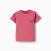 Cotton T-shirt with Nature print for baby boys, dark pink