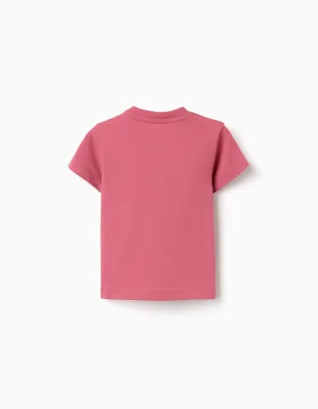 Cotton T-shirt with Nature print for baby boys, dark pink
